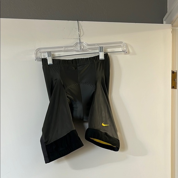 Nike Black and Yellow Athletic Shorts padded - Picture 1 of 5